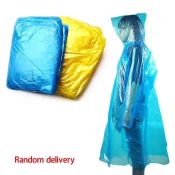Сгъваем Пластмасов Дъждобран за Разходки, преносим дъждобран Унисекс, аксесоари за активна почивка, случаен цвят Изображение