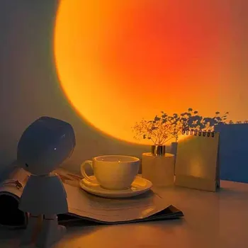 LED Лампа Spaceman Sunset, лампа Astronaut Sunset, Дъгата прожекционен лека нощ с въртене на 360 Градуса, plug-in hybrid мрежата Светлина Изображение
