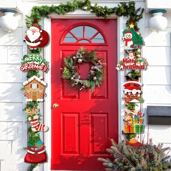 2023 Весела Коледа, Декоративен Вратата, Висящ Банер, Дядо Коледа, Снежен човек, Лосове, Куплет, Коледна декорация за Дома, Коледни Украси, Ноел Изображение