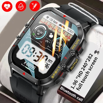 LIGE Ourdoor Спортни Смарт часовници Мъжки Ръчен Часовник 1,96 инча, Bluetooth Покана Health Monitor Умни Часовници, Подходящи За Huawei, Xiaomi Изображение