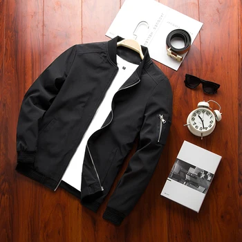 Мъжко яке-бомбер с цип, мъжки ежедневни градинска облекло в стил хип-хоп, приталенные бейзболни палто Pilot, мъжки дрехи Изображение