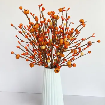 1 бр. Изкуствена Есента на бери, Клон тиква, Есенното цвете завод за Сватба на Деня на Благодарността, Домашен интериор 