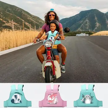 Детски Мотоциклет колан за деца с чанта за съхранение, регулируем и дишаща cartoony детски мотоциклет колан Изображение