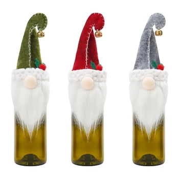 Коледен Гном Капачка За Бутилка Вино, Богат На Функции Декоративни Топперы За Бутилки Gnome Изображение