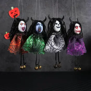 Кукла-духа на Хелоуин, украса със Звънчета, Мини кукла с лицето на Призрак, Подвесное Украса, Фестивал на ужасите, Окачване с перезвоном на Вятъра Изображение