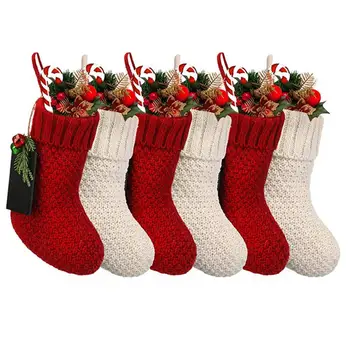 Коледни чорапи Коледен подарък чорап Здрави възли Коледни чорапи Вместительные украса за Коледната елха с твърда основа за захващане Изображение