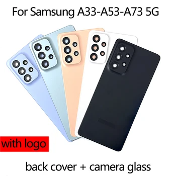 За Samsung Galaxy A33 а a53 A73 5G Задния капак на Отделението за батерията A336 A536 A736 Капак на задната врата, Панел на Корпуса, Защитно Помещение, Стъклен Обектив Изображение