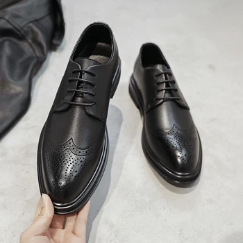 Мъжки Класически обувки-дерби от изкуствена кожа с перфорации тип 