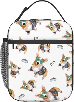 Чанта за обяд с шарени кучета corgi за момчета, момичета, жени, мъже, преносим обяд-бокс, множество чанта за обяд на работа, в училище, на пикник или при пътуване Изображение