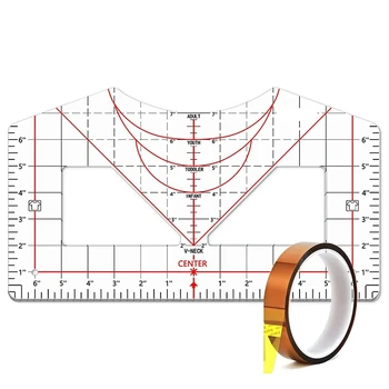 Състав за изравняване на винил, линийка за изравняване на тениски център, инструмент за измерване на дизайн на тениски с термоклеем Изображение