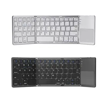 Преносим Мини-клавиатура 83XC с три Складывающимися Bluetooth-съвместими Клавиатура, Безжична Сгъваема Тъчпад за Таблети с Windows Изображение