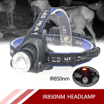 IR налобный фенер 850 нм, 3 режима, Scalable ловно фаровете за нощно виждане, инфрачервени камери, самоделно оборудване за нощно виждане, фенерче 18650 Изображение