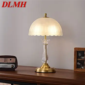 DLMH Модерна латунная настолна лампа LED Креативна луксозна модерна настолна лампа от кристал Мед за домашен интериор хол спалня Изображение