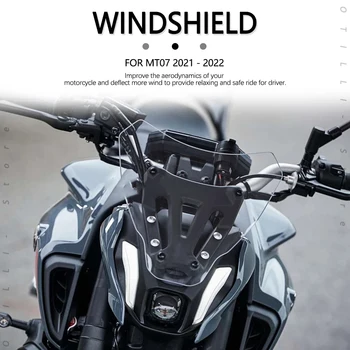 Нов Дефлектор на въздушния Вятър + скоба 2021 2022 Мотоциклет козирка на предното стъкло, Подходящ за Yamaha MT07 MT-07 MT 07 Изображение