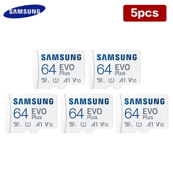 5 бр. SAMSUNG EVO PLUS повишена здравина за видео наблюдение Micro SD карти 64 GB 128 GB, 256 GB памет TF карта за наблюдение на видеорегистратора Изображение