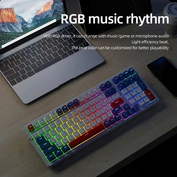 Механична клавиатура K98 с RGB Подсветка, Тиха Клавиатура, 100 бутони на Клавиатурата с гореща Замяна, Руски USB-Порт, Водоустойчив за Настолни PC Геймър Изображение
