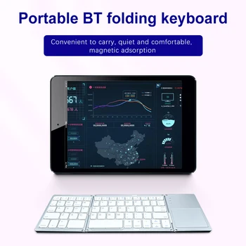 Безжична сгъваема клавиатура със сензорен панел, цифрова клавиатура, Лесен прахоустойчив Bluetooth-съвместими за универсален tablet телефон Изображение
