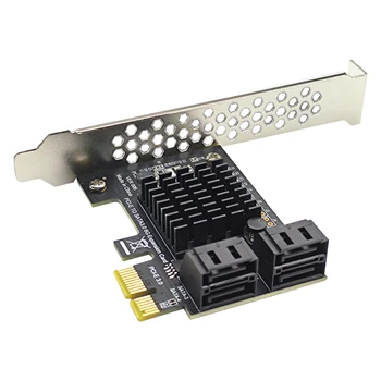 4-Портов карта за разширяване на SATA III PCIe 6 gbps SATA PCI-e 1X Контролер с монтиране на стена Изображение