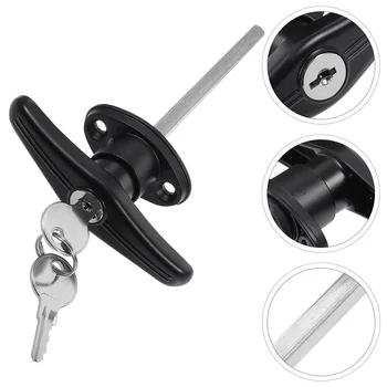 Черни дръжки, заключване за врата на обкова, Т-образни дръжки, комплект за подмяна гараж ключ Изображение