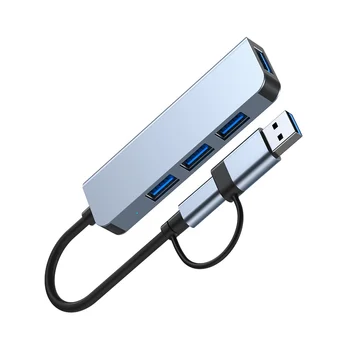 4-портов хъб USB 3.0, високоскоростен сплитер Type C 5 Gbit/s за КОМПЮТРИ, компютърни аксесоари, Многопортовый хъб, 4-портов USB 3.0 2.0 Изображение
