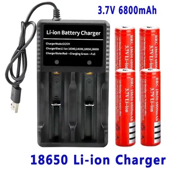 100% чисто нов оригинален акумулаторна батерия 18650 18650 3,7 На за led фенер + USB зарядно устройство Изображение
