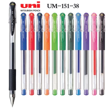 Гел химикалка UNI UM-151-38 0,38 мм, Цветна Химикалка писалка за Канцеларски материали, ученически принадлежности, Книжка оцветяване за възрастни, Гладка Корейски Канцеларски материали Изображение