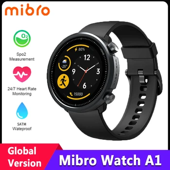 Глобалната версия на смарт часа Mibro A1, 5ATM Водоустойчив монитор на сърдечната честота, SpO2, Фитнес тракер, 20 спортни режими, Bluetooth Smartwatch Изображение