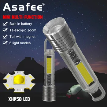 Asafee 1000LM S30 XHP50/30 W led ултра ярък преносим работен лампа ключодържател фенерче с телескопическим увеличение 8-стъпка натиснете ключа Изображение