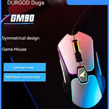 Durgod Gm90 Жичен Мишката Gamer Usb Mouse 9 Бутони Pmw3327 Сензор 6200 точки на инч Лека Детска Мишка С Rgb Подсветка За Лаптоп Подарък Изображение