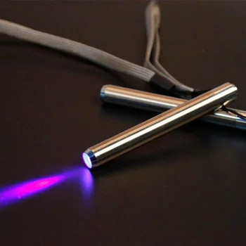 Мини led мини лампа от неръждаема стомана 395/365, ултравиолетово фенерче, ултравиолетова светлина, батерия тип ААА за проверка на маркери Изображение