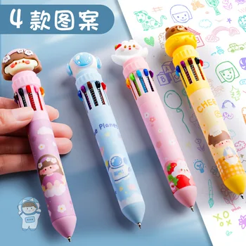 Химикалка писалка 10 цвята, скъпа мультяшная дръжка за начално училище, Вид на мускули, цветен мултифункционален гел писалка, химикалка химикалка Изображение