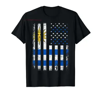 100% Памук, Уругвайско Американски флаг, Уругвайские корени, Уругвай, Америка, Тениски, мъжки, дамски, УНИСЕКС, тениски, Размер S-6XL Изображение