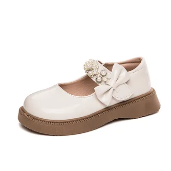 Малки Кожени Обувки с мека Подметка За момичета, Новите Модни Обувки, За да се Изяви С Перлата на Носа, Универсални Обувки Sweet Mary Jane Изображение