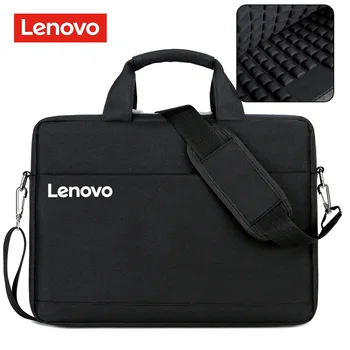 Компютърна чанта за лаптоп Lenovo с едно рамо, черна 15,6-инчов мъжки пътна удебелена амортизирующая въздушна възглавница, чанта за компютър Aslant Изображение