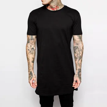 A1134 Черна мъжки дългата тениска, потник, мъжка риза в стил хип-хоп, Ежедневни мъжки тениски с къс ръкав за мъже Изображение