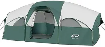 Къмпинг палатки за 8 души, 2-стаен Водоустойчив Семейна палатка с най-високо дождевиком, 5 Големи Етажа прозорци с Двоен слой, Лесна инсталация, По Изображение
