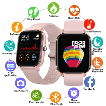 Новите Смарт часовници P8 с пълен сензорен екран, Мъжки Фитнес-Тракери, Монитор калории, Музикални часовници Bluetooth, 1,4-инчов Смарт часовници Android Wome Изображение
