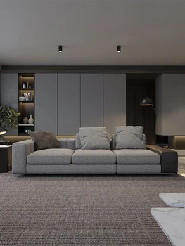 Диван от скандинавски тъкан, модерен минимализъм и минималистичен стил, разтегателен диван за трима души, италиански лесен луксозен замшевый диван Изображение