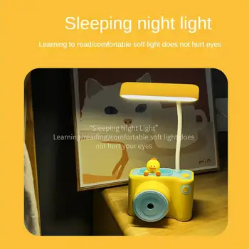 Лека нощ Карикатура Завой на 360 °, USB Зареждане Защита на Очите Домашна Атмосфера Светлина богат на функции Настолна лампа Изображение