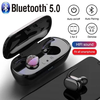 10 бр. Безжични слушалки Bluetooth 5.0 HIFI Sound TWS IPX5, водоустойчив стерео слушалки, Спортна Bluetooth слушалките с шумопотискане Изображение
