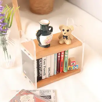Миниатюрен подпори за кукла къща, Реалистична bookshelf за куклена къща, изискан Миниатюрен багажник за съхранение на кухненски мебели за спалня Изображение