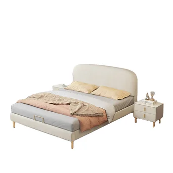 Хотелската модерно легло king size, комплект мебели за спалня, кожен склад, луксозни двойни легла с кобурами Изображение