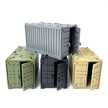 Товарен контейнер за военни казарми, съвместим с градивните елементи на LEGO MOC, на сцената на превозното кораб, монтаж на тухли, играчки Изображение