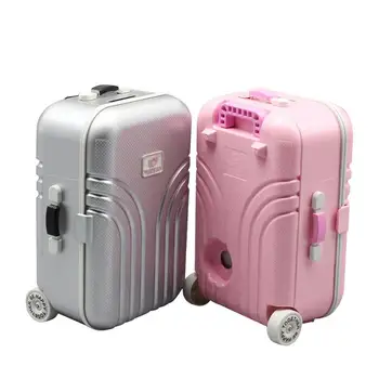 Куфар за кукли-бебета, пътнически багаж-пренасяне за кукли, Мини куфар-количка с имитация на отваряне и затваряне на ръчния багаж на колела Изображение