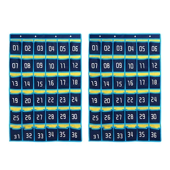 2x36 Номерирани джобове, Схема, Чанта за съхранение на мобилен телефон, Висящ Органайзер за клас на Притежателите калкулатор за мобилни телефони Изображение