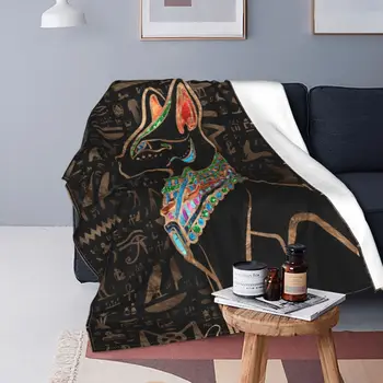 Одеяла Egyptian Cat Bastet, Кадифе, Всесезонное Египетското Мултифункционален Ултра-Меко одеало за легло, диван, Плюшевое Коварен Одеяло Изображение