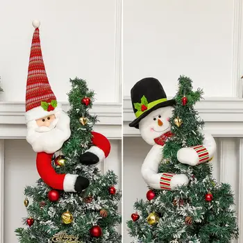 Коледна Елха с Анимационни Дядо Коледа и Снеговиком с Дълги Ръце, многократна употреба Празнична украса, Коледна Елха, Празнични аксесоари Изображение