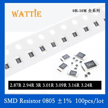 SMD резистор 0805 1% 2.87 R 2.94 R 3R 3.01 R 3.09 R 3.16 R 3.24 R 100 бр./лот микросхемные резистори 1/8 W 2.0 мм * 1.2 мм Изображение