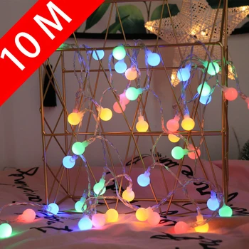 10 М Топка led Гирлянди, Венци, Водоустойчив градинска лампа се захранва от USB/батерията, Приказни светлини, Сватба Градина, Коледен декор Изображение
