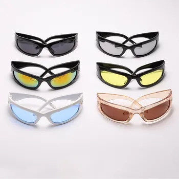 Модни Слънчеви очила Millennium Sport Y2K, Дамски слънчеви очила Moon, Модерни технологии на бъдещето, естетически очила 2000-Те години На 90-Те години Изображение